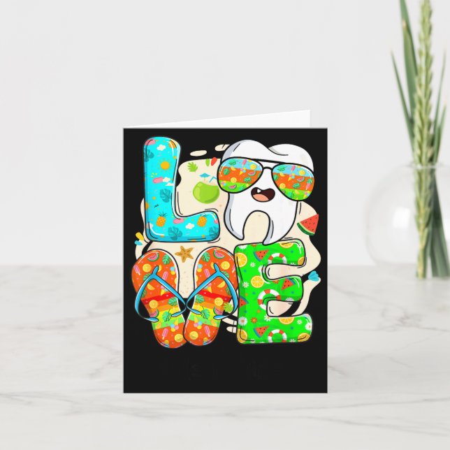 Tarjeta Love Dental Life Cute Tooth Flip Flops Summer Dent (Anverso)