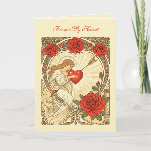 Tarjeta Love, Gently Held Vintage Art Nouveau Romance (Anverso)