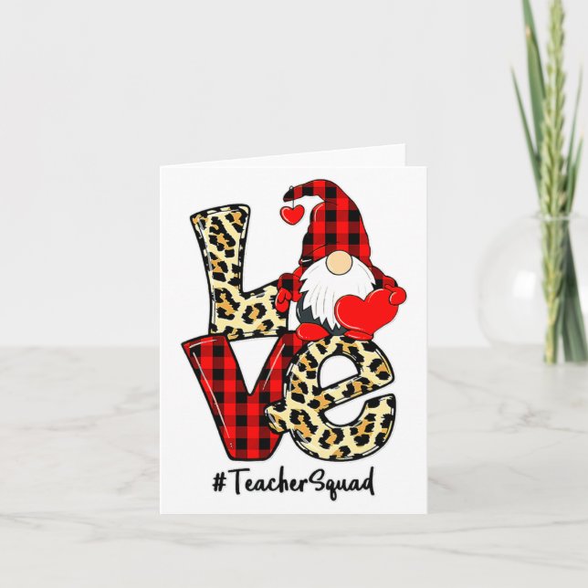 Tarjeta Love Gnome Teacher Squad Happy Valentine Gnome Tea (Anverso)