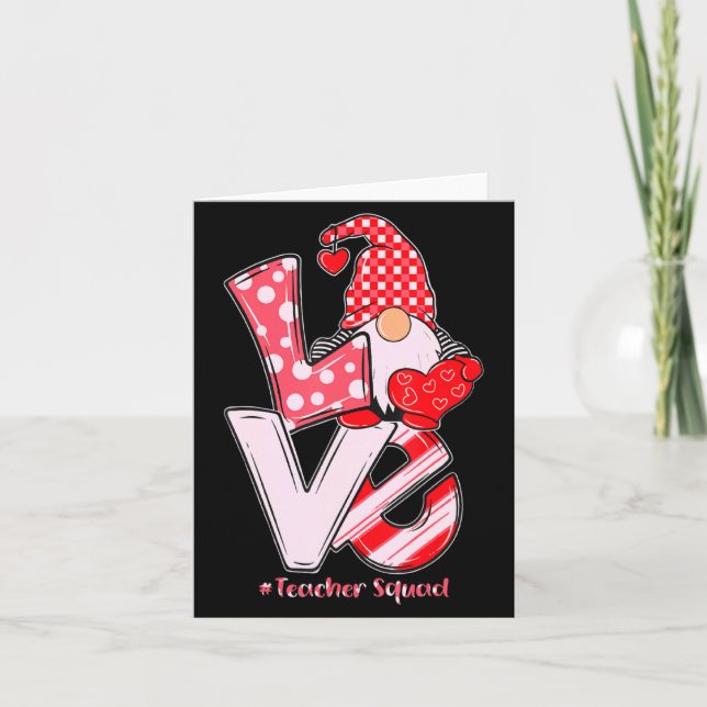Tarjeta Love Gnome Teacher Squad Happy Valentine Gnome Tea (Anverso)