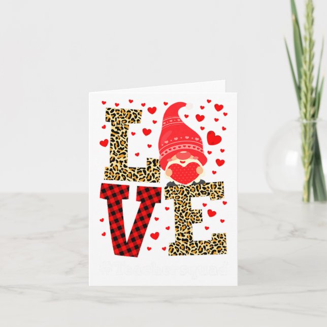 Tarjeta Love Gnome Teacher Squad Valentines Day Teacher St (Anverso)