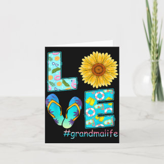 Tarjeta LOVE Grandma Life Flip Flops Hippie Sunflower