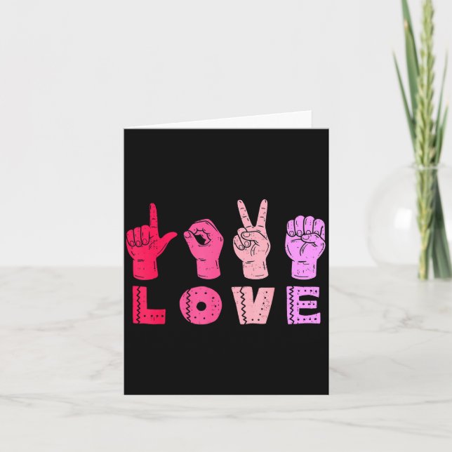 Tarjeta Love Hand Sign Language Asl Valentines Day Men Wom (Anverso)
