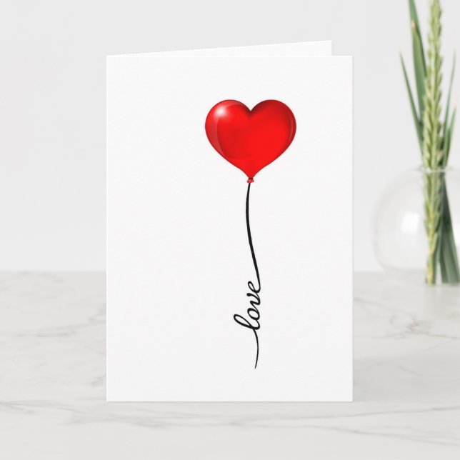 Tarjeta Love Heart Balloon Valentines (Anverso)