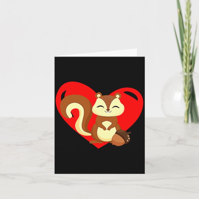 Tarjeta Love Heart Graphic Valentines Day Squirrel Boys K  (Anverso)
