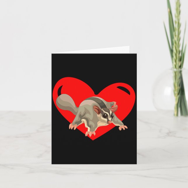 Tarjeta Love Heart Graphic Valentines Day Sugar Glider Bo  (Anverso)