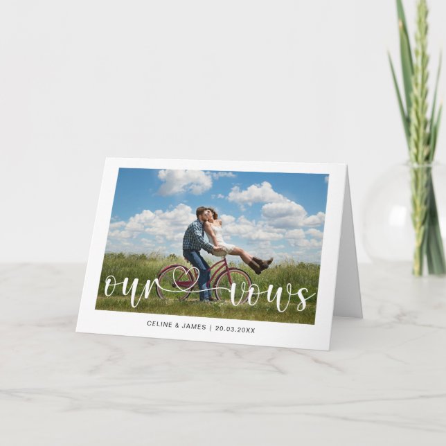 Tarjeta Love Heart Photo Our Vows Card (Anverso)