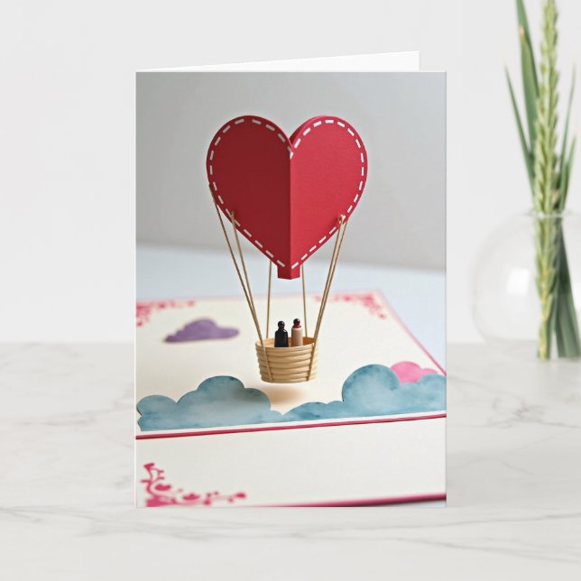Tarjeta Love Heart Pop Up Balloon Card (Anverso)