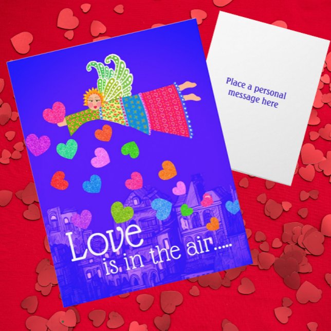 Tarjeta Love in in the Air Personalized Angel Hearts (Personalize it!)