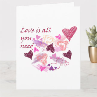 Tarjeta Love is all you need hearts customize inside text