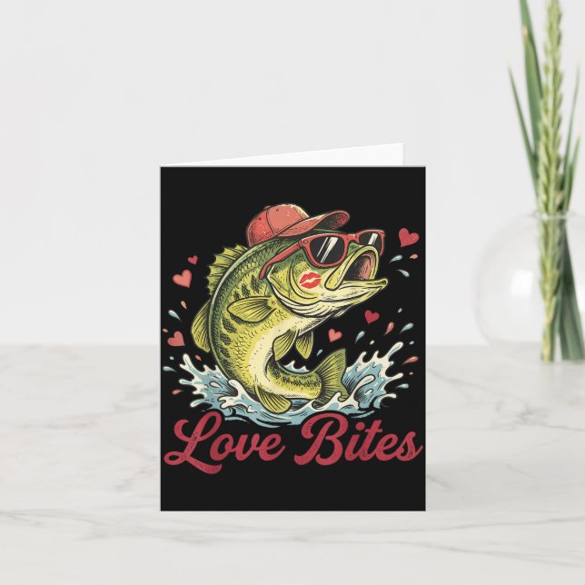 Tarjeta Love Retro Bites Fishing Fisherman Valentines Day  (Anverso)