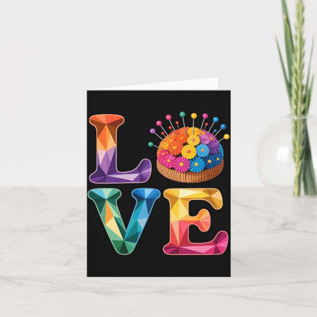 Tarjeta Love Sewing Quilting N Cushion Rainbow Crafter Wom (Anverso)