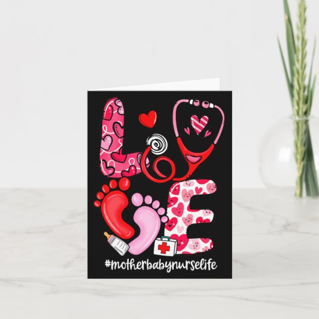 Tarjeta Love Stethoscope Mother Baby Nurse Life Valentine  (Anverso)