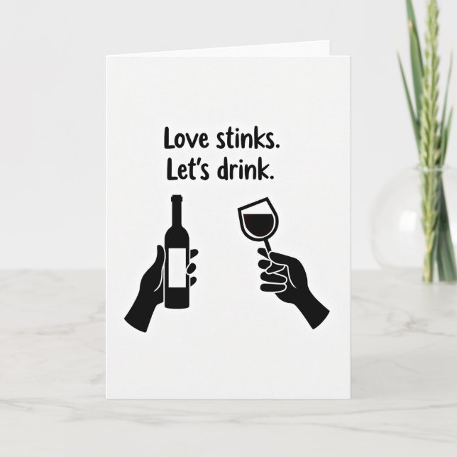 Tarjeta Love Stinks Funny Wine Card (Anverso)