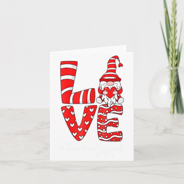 Tarjeta Love Teacher Squad Gnome Hearts Valentines Gnome T (Anverso)