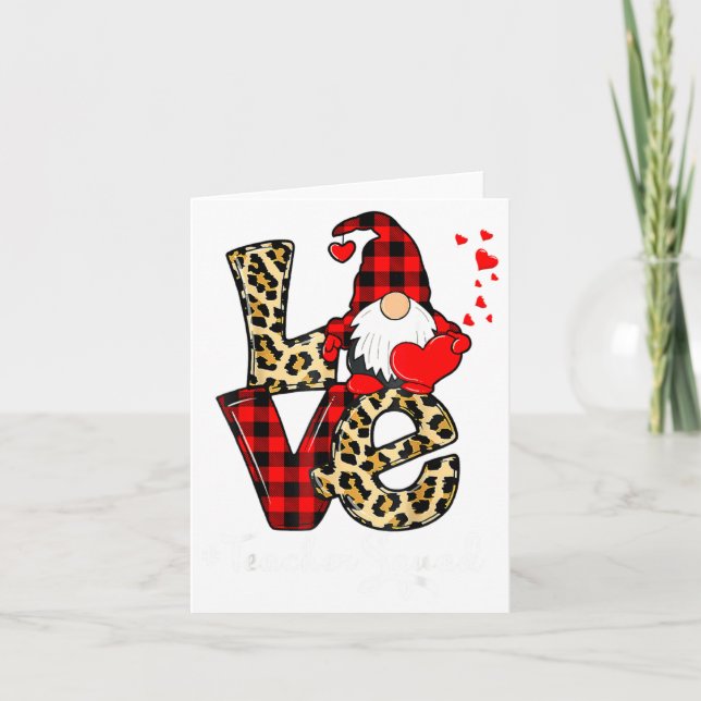 Tarjeta Love Teacher Squad Gnome Hearts Valentines Gnome T (Anverso)