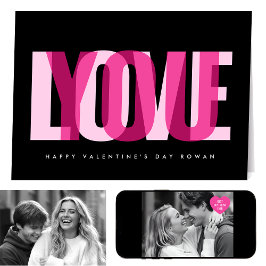 Tarjeta Love You 2 Photo Happy Valentine's Day Black Pink