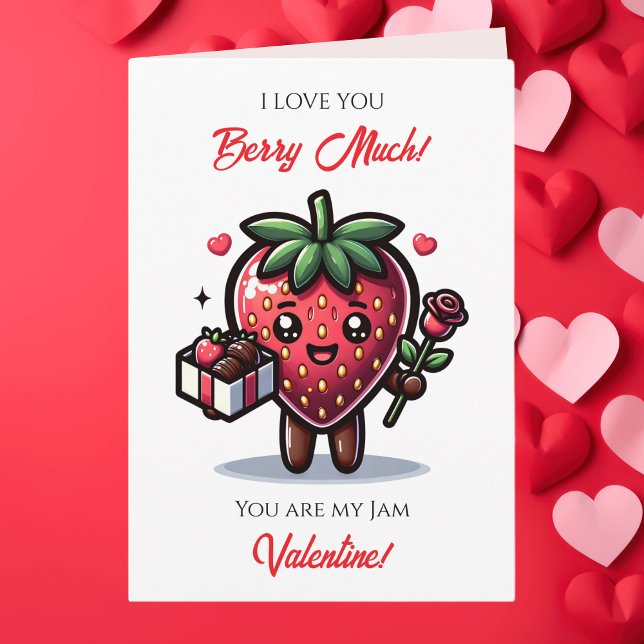 Tarjeta Love You Berry much | Cute Valentine's Day Pun (Subido por el creador)