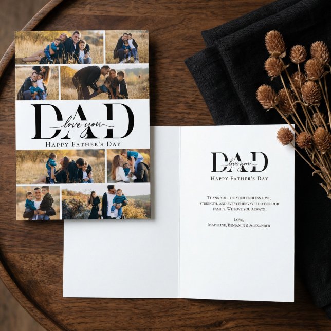 Tarjeta Love You Dad Heart Photo Collage Father's Day (Love You Dad Heart Photo Collage Fathter's Day Card)