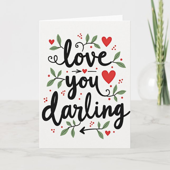 Tarjeta Love You Darling Faux Gold Foil Card (Anverso)