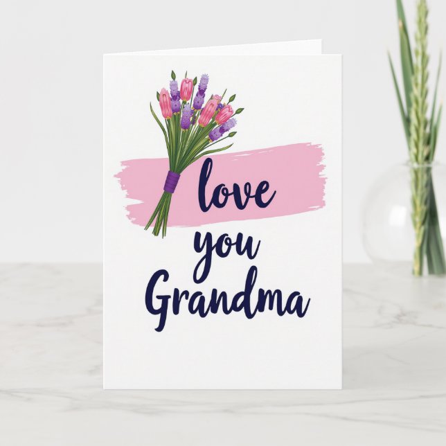 Tarjeta Love You Grandma Floral Card (Anverso)