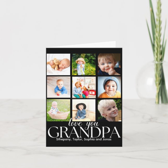 Tarjeta Love You Grandpa Beautiful Collage 9 Photos  (Anverso)