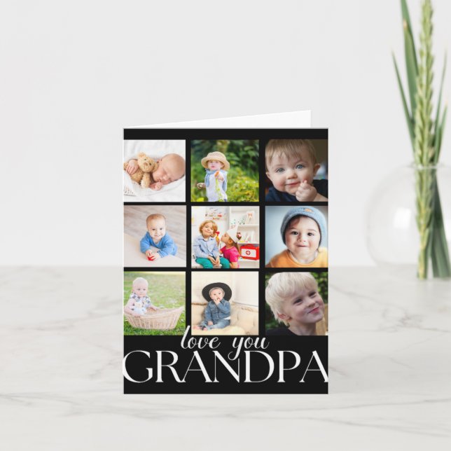 Tarjeta Love You Grandpa Beautiful Collage 9 Photos T Shir (Anverso)