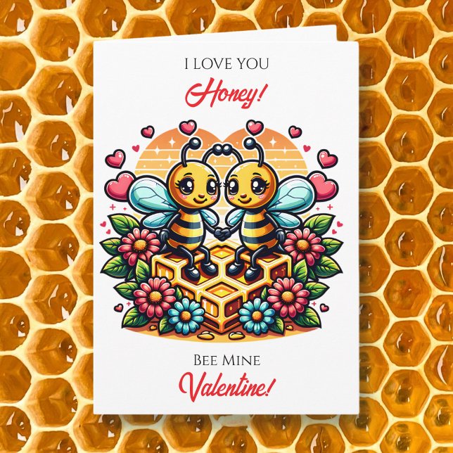 Tarjeta Love You Honey | Bee Themed Valentine's Day (Subido por el creador)