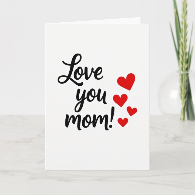 Tarjeta Love You Mom Hearts Card (Anverso)