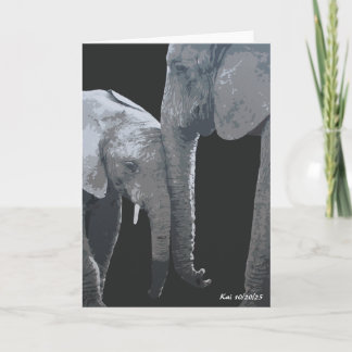 Tarjeta Love You More, Elephant Original Art