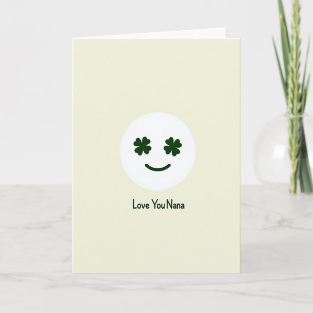 Tarjeta Love You Nana Shamrock Face Card (Anverso)