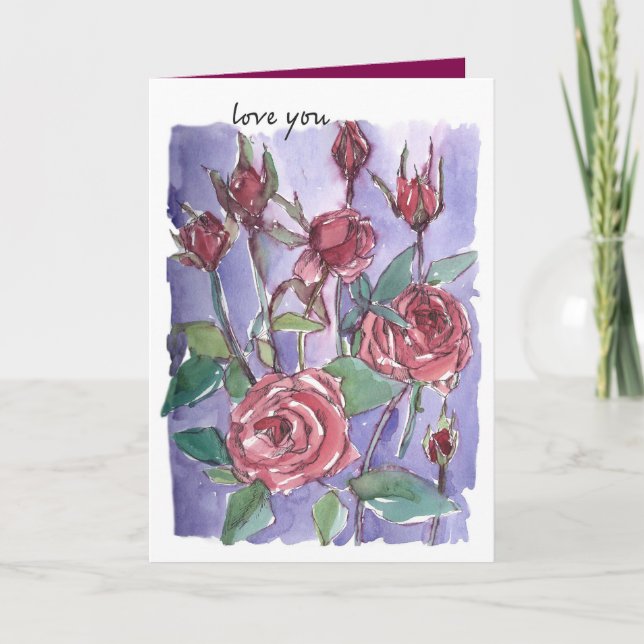 Tarjeta Love You Valentine's Day Thank God For You Roses (Anverso)