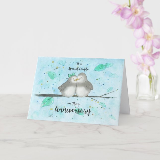 Tarjeta Lovebirds Anniversary Card for Special Couple      (Orquídea)