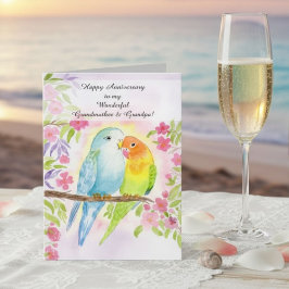 Tarjeta Lovebirds Grandmother & Grandpa Happy Anniversary 