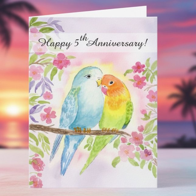 Tarjeta Lovebirds Happy 5th Anniversary  (Subido por el creador)