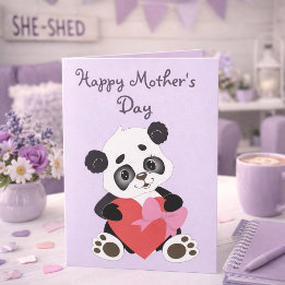 Tarjeta Lovely Lilac Panda Mother’s Day 