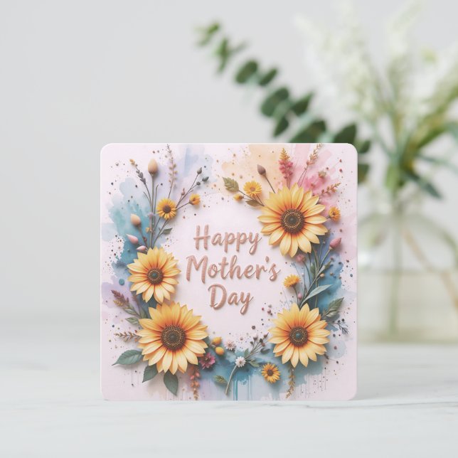 Tarjeta Lovely Sunflowers 3D Mother's Day (Anverso de pie)