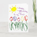 Tarjeta Lovely Tulip Sketch Birday Card for Friend<br><div class="desc">Una tarjeta de cumpleaños divertida para tu amigo con un dibujo colorido de encantadores tulipanes de colores vivos. Una manera maravillosa de alegrar el día especial de tu amigo.</div>