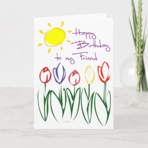 Tarjeta Lovely Tulip Sketch Birday Card for Friend