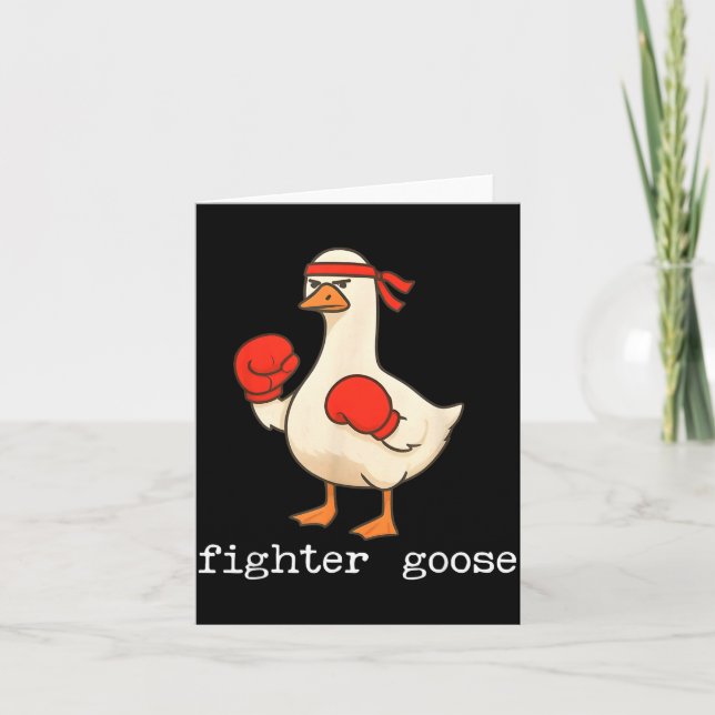 Tarjeta Lover Goose And Fighter Goose, Funny Couple Goose  (Anverso)