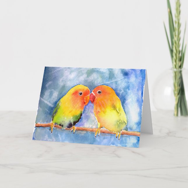 Tarjeta Lovey Dovey Lovebirds Notecards (Anverso)