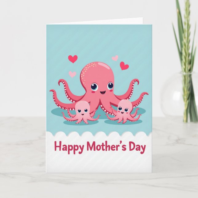 Tarjeta Loving Octopus Mothers Day Card (Anverso)