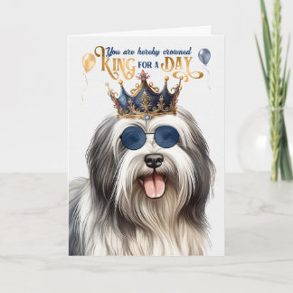 Tarjeta Lowchen Dog King por día cumpleaños divertidos