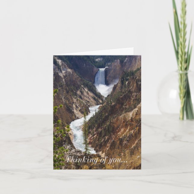 Tarjeta Lower Falls Yellowstone Pensando En Usted (Anverso)