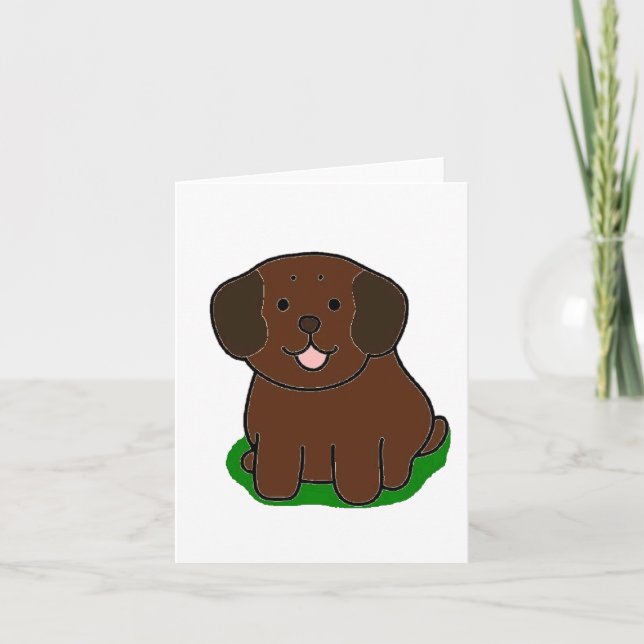 Tarjeta LR chocolate lab kawaii caricatura (Anverso)
