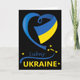 Tarjeta Lubny Ucrania Bandera Nacional Emblema de Corazón