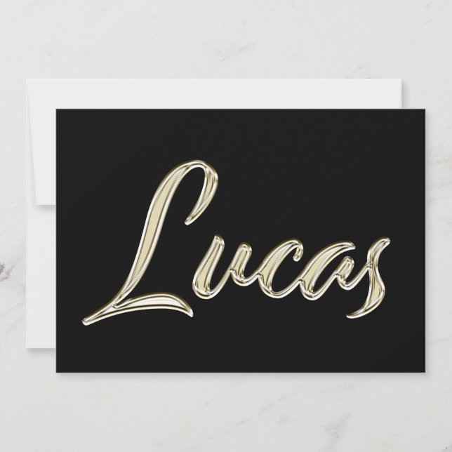 Tarjeta Lucas Name white gold Handwriting Karte (Anverso)