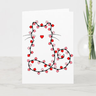 Tarjeta Luces adorables de San Valentín gato corazón amor 