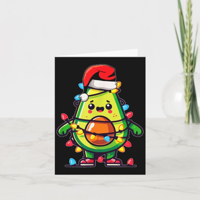 Tarjeta Luces Aguacate Suéter Feo De Navidad Guacamole  (Anverso)