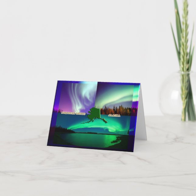 Tarjeta Luces boreales del Collage de Alaska (Anverso)